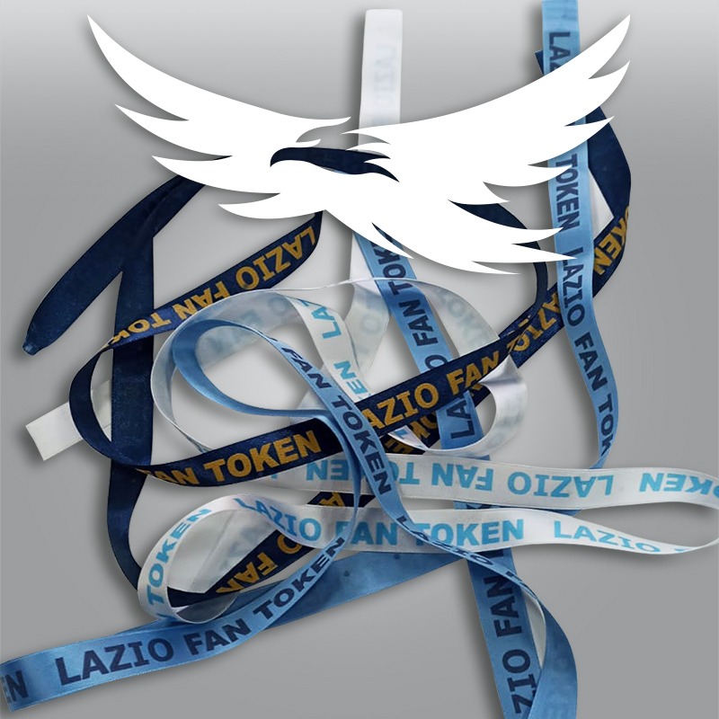Lazio sky blue ribbon with navy blue text