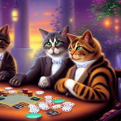 cats playing cards